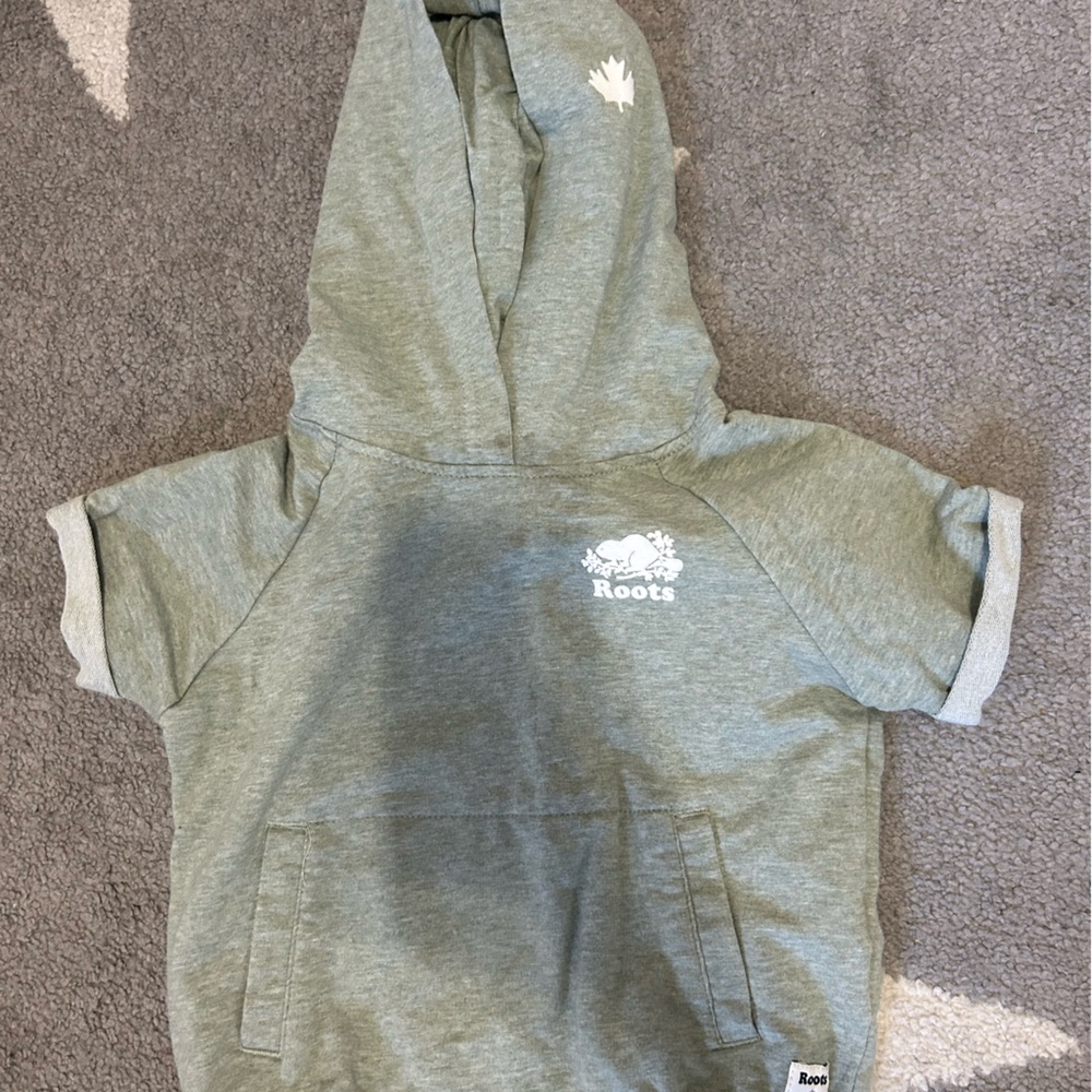Roots Kids Heather Green Short Sleeve Hoodie
